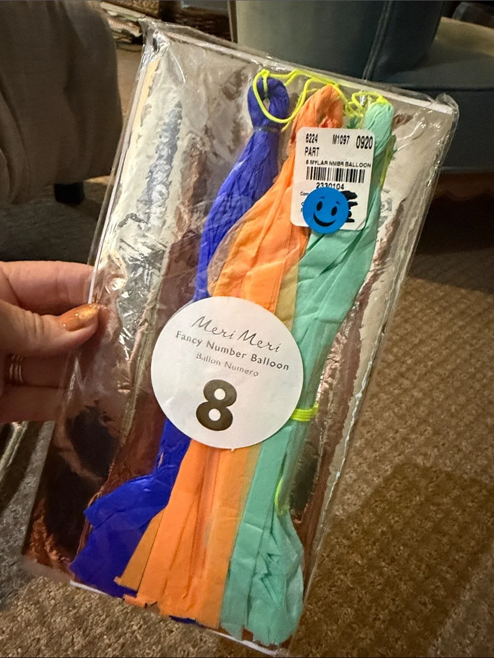 Meri Meri Party Number 8 Balloon Tassel Garland - 8 - Blue, Orange, Mint
